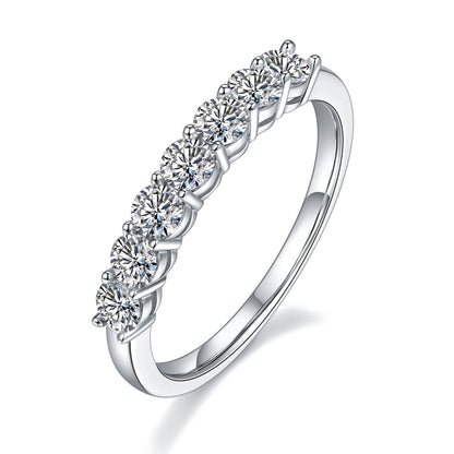 7 Stone Half Eternity Wedding Band Set in Sterling Silver