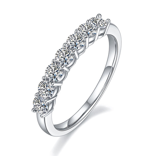 7 Stone Half Eternity Wedding Band Set in Sterling Silver