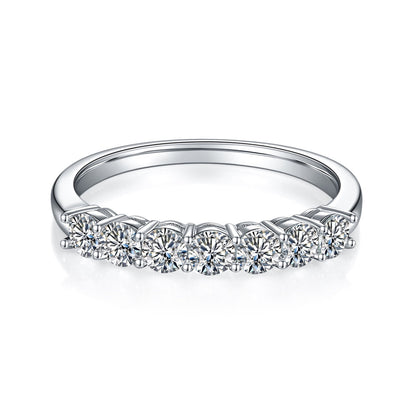7 Stone Half Eternity Wedding Band Set in Sterling Silver