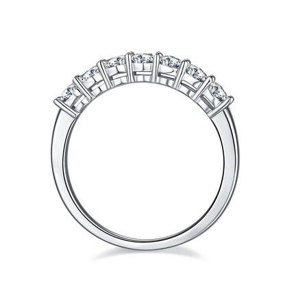 7 Stone Half Eternity Wedding Band Set in Sterling Silver