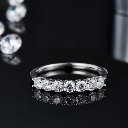 7 Stone Half Eternity Wedding Band Set in Sterling Silver