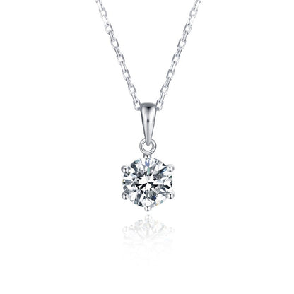 Classic 6 Claw 1.00ct Moissanite Pendant Set in Sterling Silver