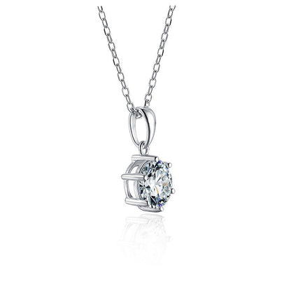 Classic 6 Claw 1.00ct Moissanite Pendant Set in Sterling Silver