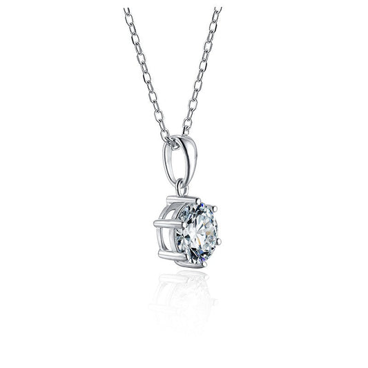 Classic 6 Claw 1.00ct Moissanite Pendant Set in Sterling Silver