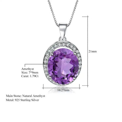 Amethyst 1.79ct Oval Halo Pendant Necklace