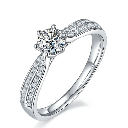 Heritage Pave 0.50ct Moissanite Engagement Ring Set in Sterling Silver