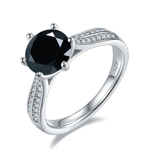 Heritage Pave Black 2.00ct Moissanite Engagement Ring Set in Sterling Silver