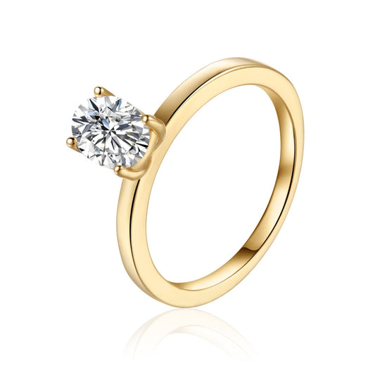 Heritage 4 Claw Oval Solitaire 1.00ct Moissanite Engagement Ring Set in 9ct Yellow Gold