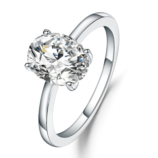 Heritage 4 Claw Oval Solitaire 1.00ct Moissanite Engagement Ring Set in Sterling Silver
