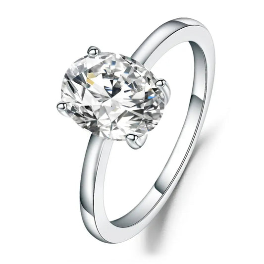 Heritage 4 Claw Oval Solitaire 3.00ct Moissanite Engagement Ring Set in Sterling Silver