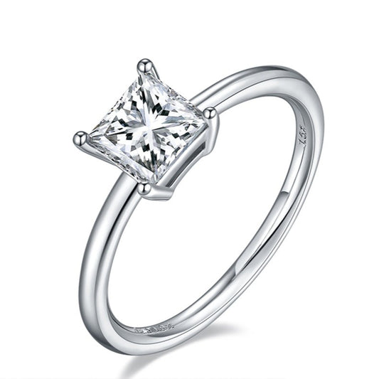 Heritage 4 Claw Princess Cut Solitaire 1.00ct Moissanite Engagement Ring Set in Sterling Silver