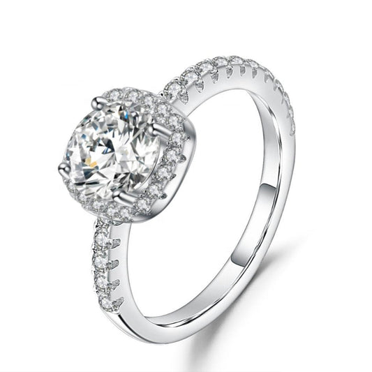 Luxe Halo 0.50ct Moissanite Engagement Ring Set in Sterling Silver