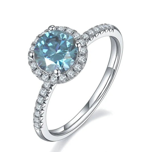 Heritage Halo 1.00ct Blue Moissanite Engagement Ring