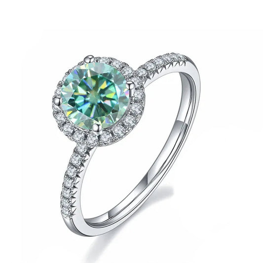 Heritage Halo 1.00ct Green Moissanite Engagement Ring