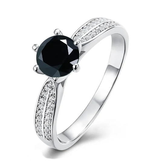 Heritage Pave Black 1.00ct Moissanite Engagement Ring Set in Sterling Silver