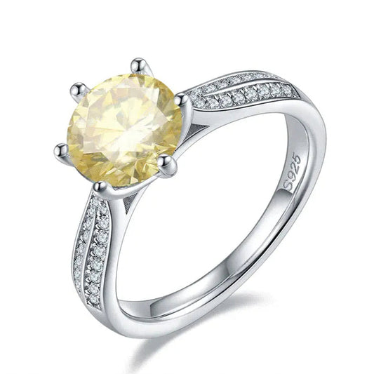 Heritage Pave Yellow 2.00ct Moissanite Engagement Ring Set in Sterling Silver
