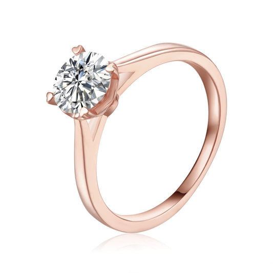 Heritage Solitaire 4 Heart Shaped Claws 1.00ct Moissanite Engagement Ring Set in 9ct Rose Gold