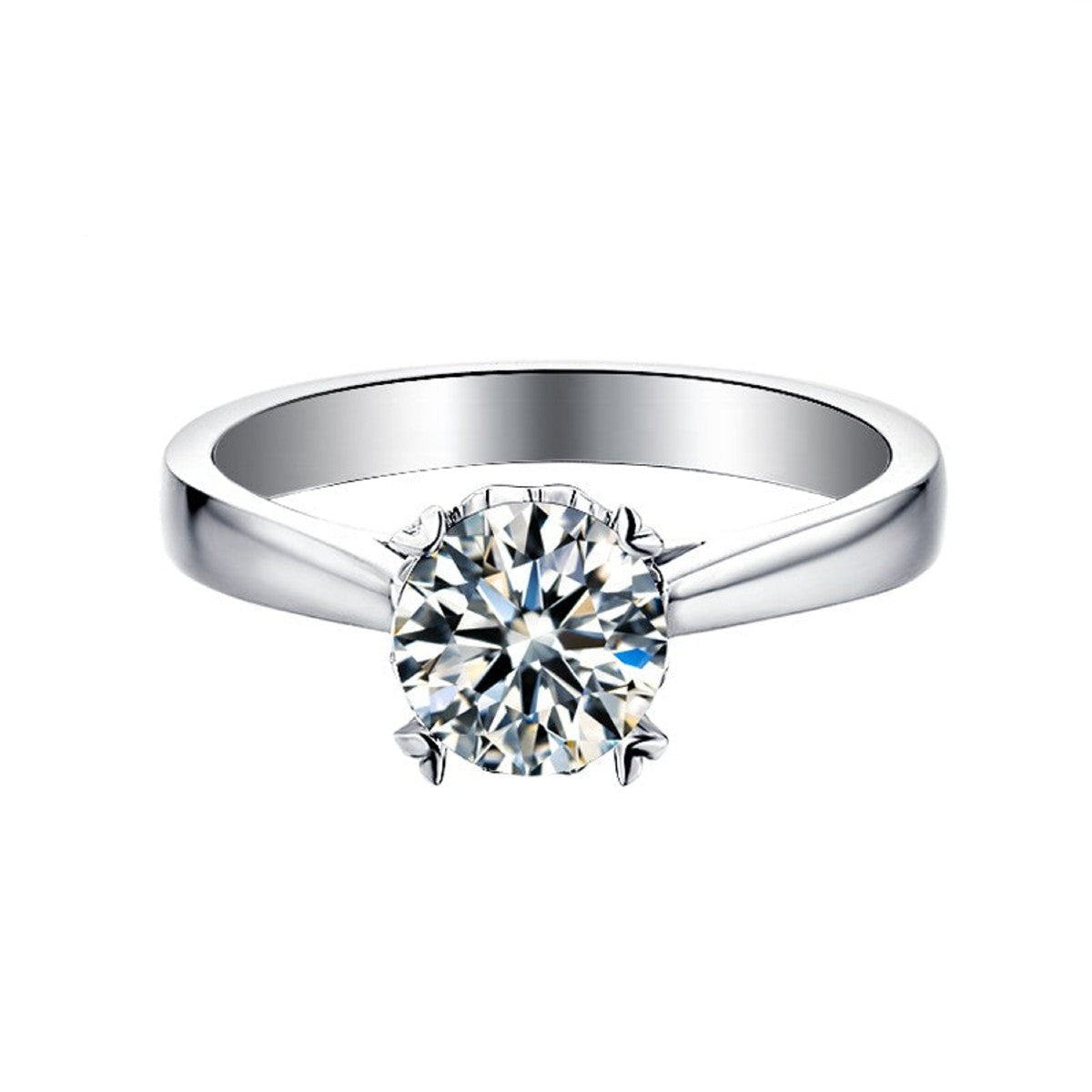 Heritage Solitaire 4 Heart Shaped Claws 1.00ct Moissanite Engagement Ring Set in 9ct White Gold