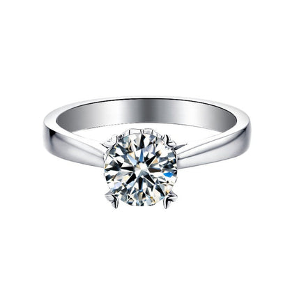 Heritage Solitaire 4 Heart Shaped Claws 1.00ct Moissanite Engagement Ring Set in 9ct White Gold