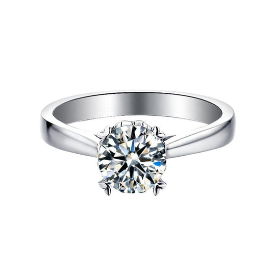 Heritage Solitaire 4 Heart Shaped Claws 1.00ct Moissanite Engagement Ring Set in 9ct White Gold