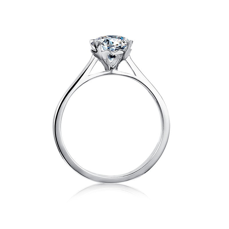 Heritage Solitaire 4 Heart Shaped Claws 1.00ct Moissanite Engagement Ring Set in 9ct White Gold