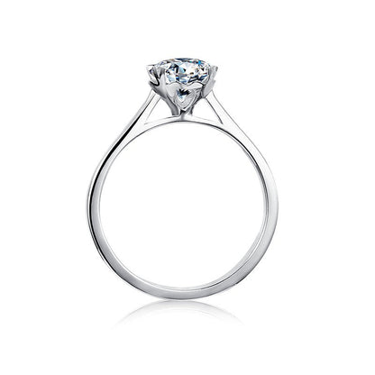 Heritage Solitaire 4 Heart Shaped Claws 1.00ct Moissanite Engagement Ring Set in 9ct White Gold