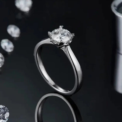 Heritage Solitaire 4 Heart Shaped Claws 1.00ct Moissanite Engagement Ring Set in 9ct White Gold