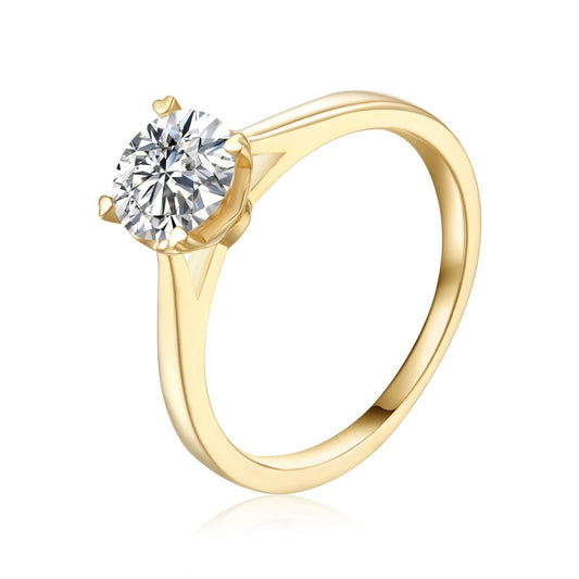 Heritage Solitaire 4 Heart Shaped Claws 1.00ct Moissanite Engagement Ring Set in 9ct Yellow Gold