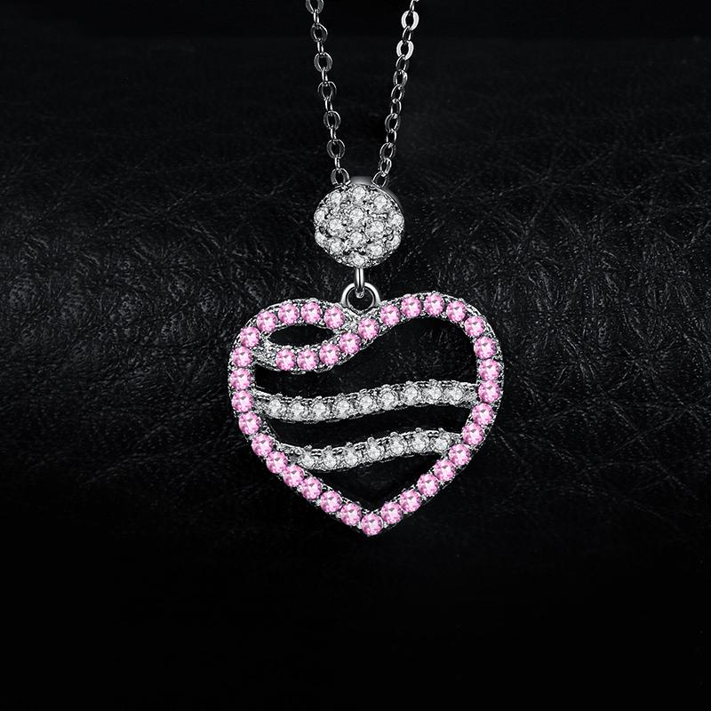 Pink Sapphire 0.50ct Heart Pendant Necklace