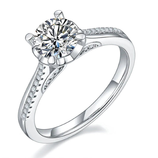 Delicate Luxe 1.00ct Moissanite Engagement Ring Set in Sterling Silver