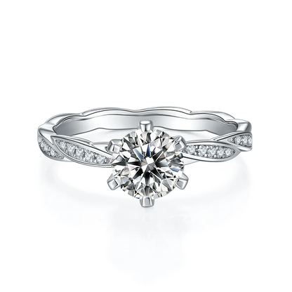 Delicate Timeless  1.00ct Moissanite Engagement Ring Set in Sterling Silver