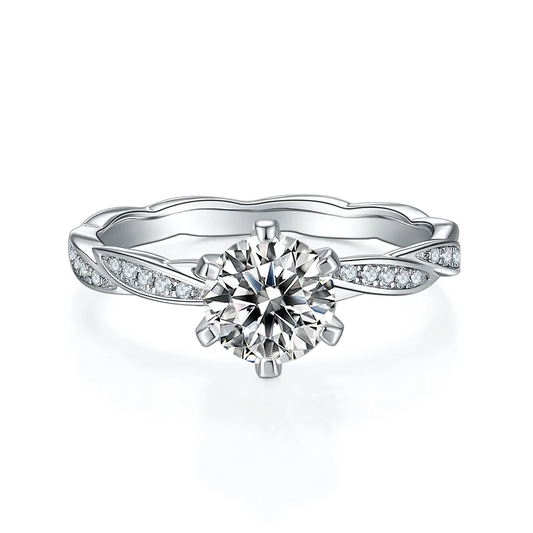 Delicate Timeless  1.00ct Moissanite Engagement Ring Set in Sterling Silver