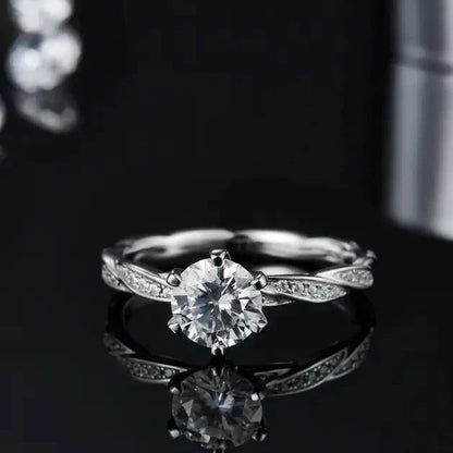Delicate Timeless  1.00ct Moissanite Engagement Ring Set in Sterling Silver