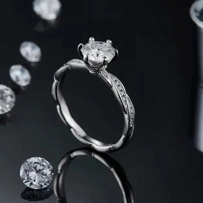 Delicate Timeless  1.00ct Moissanite Engagement Ring Set in Sterling Silver