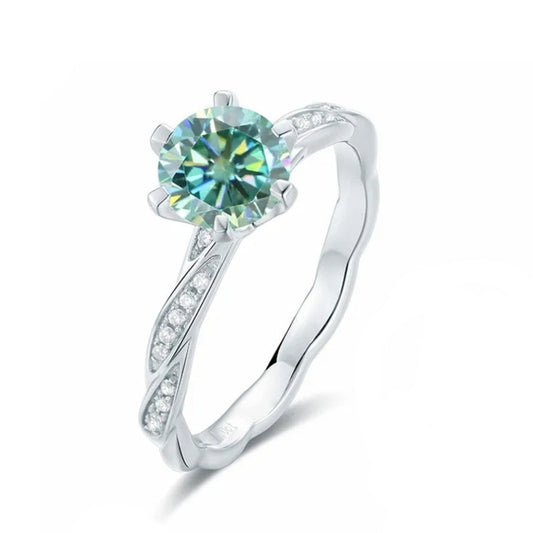 Timeless Green 1.00ct Moissanite Engagement Ring Set in Sterling Silver
