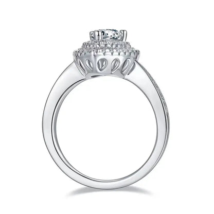 Double Halo 1.00ct Pear Shape Moissanite Engagement Ring