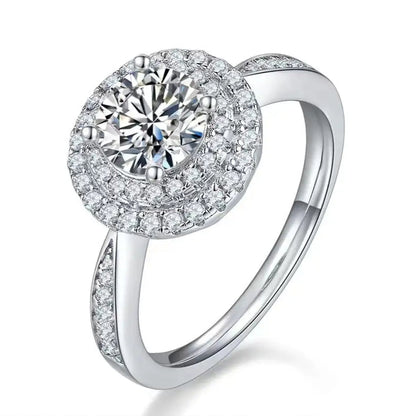Double Halo 1.00ct Round Brilliant Moissanite Engagement Ring