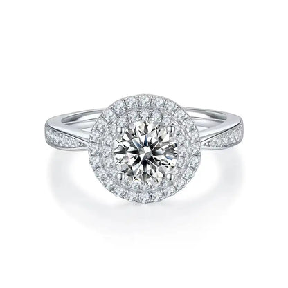 Double Halo 1.00ct Round Brilliant Moissanite Engagement Ring