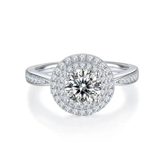 Double Halo 1.00ct Round Brilliant Moissanite Engagement Ring