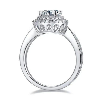 Double Halo 1.00ct Round Brilliant Moissanite Engagement Ring