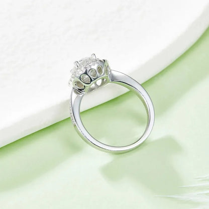 Double Halo 1.00ct Round Brilliant Moissanite Engagement Ring
