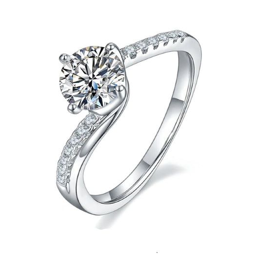 Elevé 1.00ct Moissanite Engagement Ring Set in 9ct White Gold