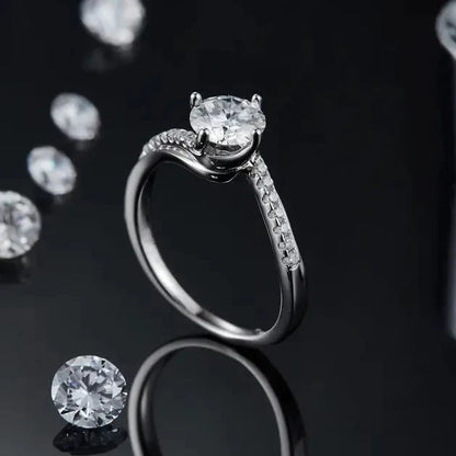 Elevé 1.00ct Moissanite Engagement Ring Set in 9ct White Gold