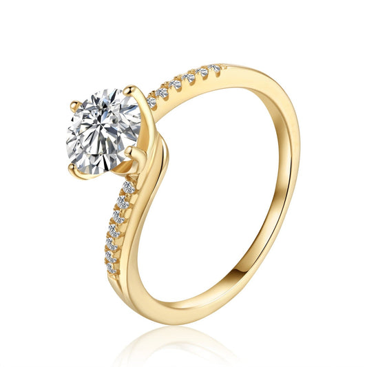 Elevé 1.00ct Moissanite Engagement Ring Set in 9ct Yellow Gold