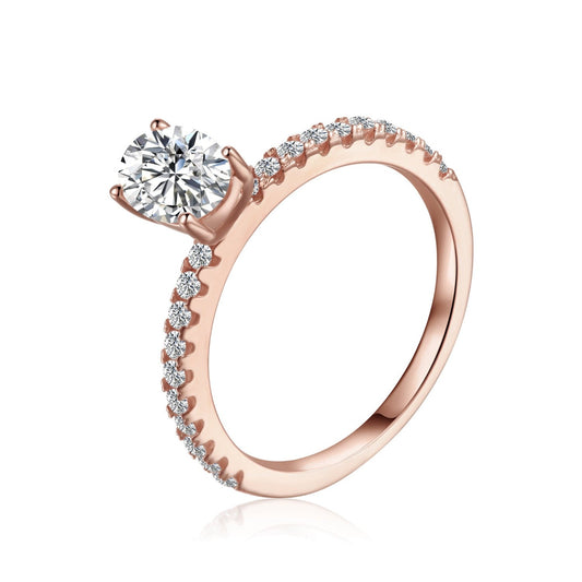 Elevé 1.00ct Oval Cut Moissanite Engagement Ring Set in 9ct Rose Gold