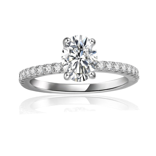 Elevé 1.00ct Oval Cut Moissanite Engagement Ring Set in Sterling Silver
