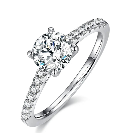 Elevé 1.00ct Round Brilliant Moissanite Engagement Ring Set in Sterling Silver