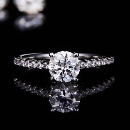 Elevé 1.00ct Round Brilliant Moissanite Engagement Ring Set in Sterling Silver