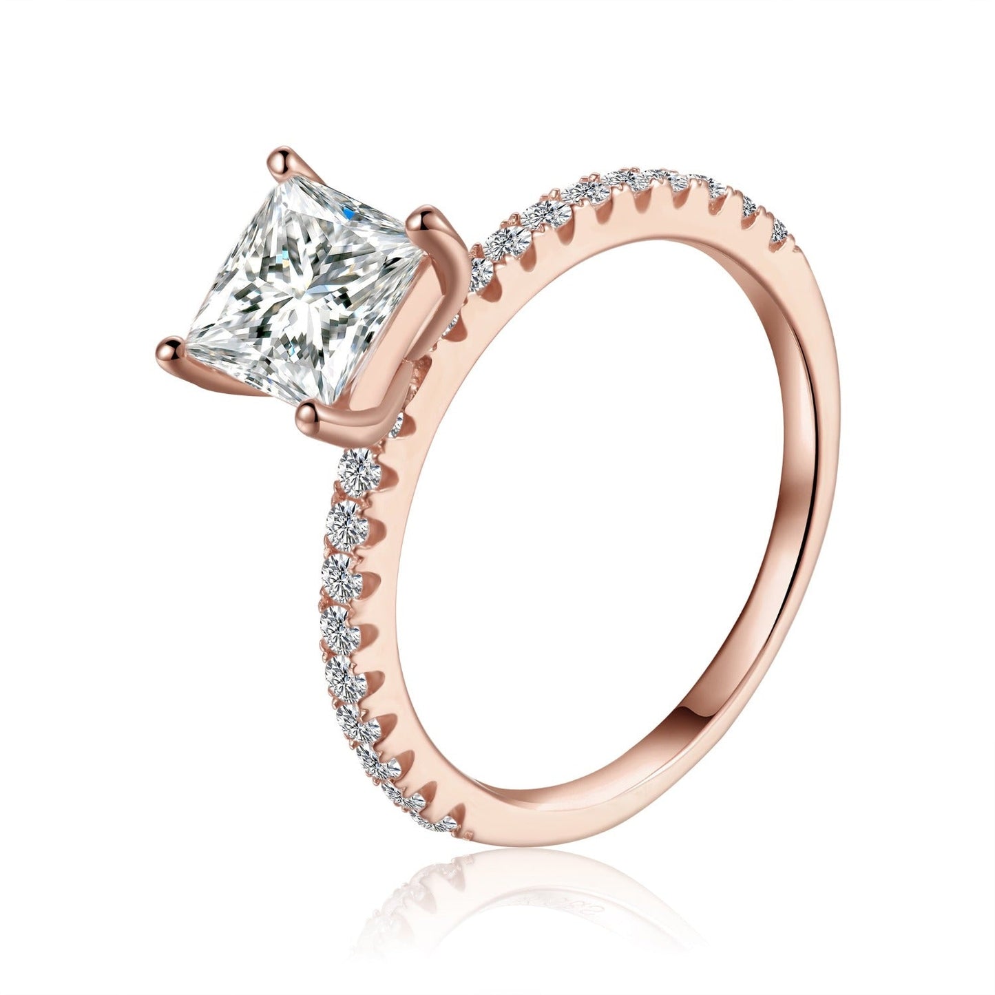 Elevé 1.20ct Princess Cut Moissanite Engagement Ring Set in 9ct Rose Gold