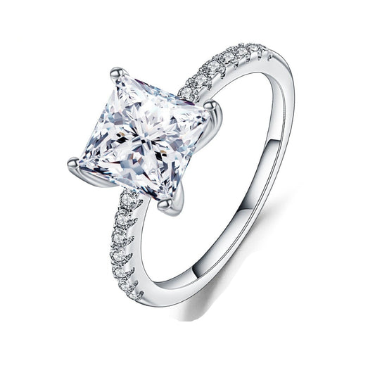 Elevé 1.20ct Princess Cut Moissanite Engagement Ring Set in 9ct White Gold